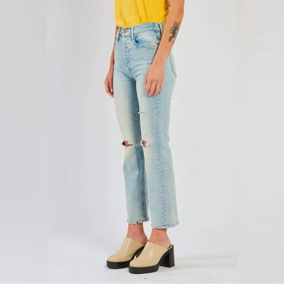 Mother The Tripper Cut Flowers Light Wash Distressed High Rise Denim Jeans - Picture 2 of 13